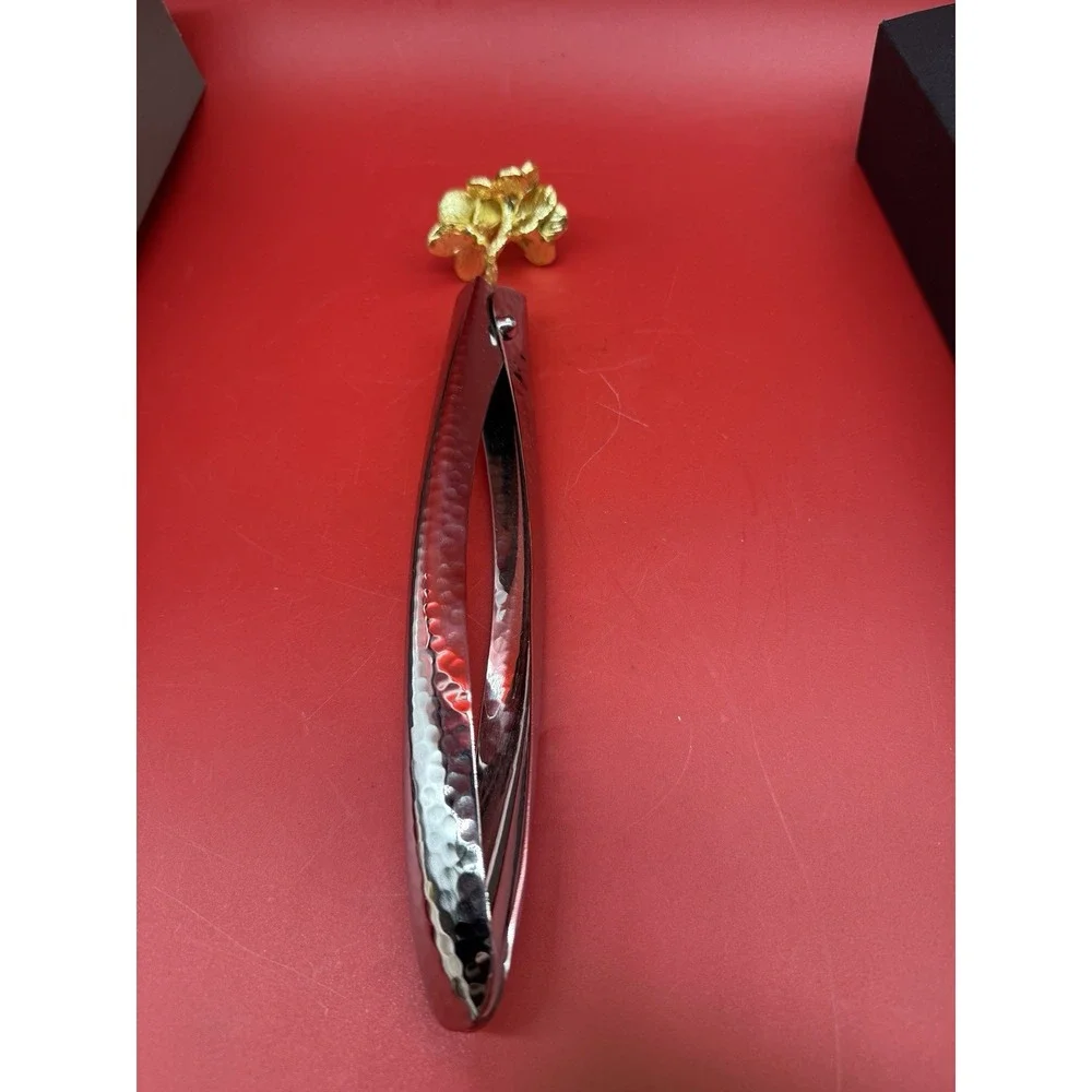 Rare Michael Aram Gold Orchid Small Lock Spring Tongs Original Box Sealed